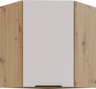 Küchen Eckhängeschrank 60x60 cm Küche SOLANO Kaschmir beige matt + Eiche Artisan matt Küchenzeile Küchenblock Einbauküche