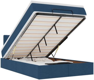 vidaXL Ottomane Bett mit Matratze & LEDs Blau 120x200 cm Stoff 3312387