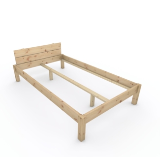 Pfostenbett "metallarm" Zirbe Holzbett "Daybett" 120 x 210cm 38cm Einzelbett