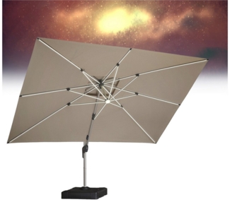 PURPLE LEAF Ampelschirm Rechteckig Außenbereich Alu Sonnenschirm, Gartenschirm mit Solar LED, LxB: 400,00x300,00 cm, für Garten,Terrasse, Pool