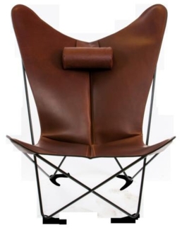 KS Chair Ledersessel Stahl schwarz, Cognac