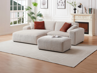 Vente-unique - Ecksofa - Ecke links - Cord - Beige - TIRONO von Maison Céphy