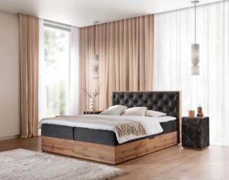 Boxspringbett Schlafzimmerbett MAXIMO 120x220cm in Stoff Torre Schwarz