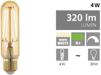 Eglo 11697 LED FILAMENT Leuchtmittel GOLDEN AGE - E27-LED-T32 4W/320lm 1700K 1 STK dimmbar