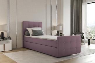 Boxspringbett Bett MARKOS 90x220cm Bettkasten Seite Links Violett inkl. Topper