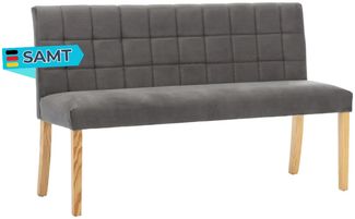 Sitzbank CILD 140 cm Grau Samt Indoor | Küchenbank Esszimmerbank Flurbank mit Rückenlehne