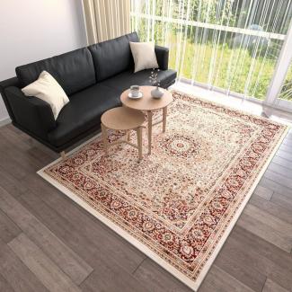 Mazovia Orientteppich Oriente Teppich - Traditioneller Teppich Orient Rot Creme, 60 x 100 cm, Geeignet für Fußbodenheizung, Pflegeleicht, Wohnzimmerteppich