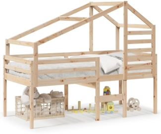 vidaXL Hochbett mit Dach 75x190 cm Massivholz Kiefer 3281983
