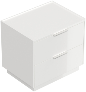 Design Nachttisch Kommode Artem 60cm, 2 Softeinzüge lackiert Weiß Hgl : Weiss hochglanz