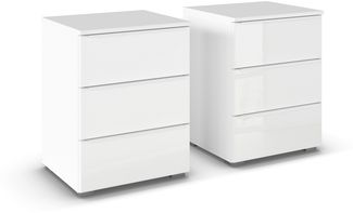 Nachtkommode >Monostar < (2er-Set) in Kristallweißglas / alpinweiß - 47x62x42cm B/H/T