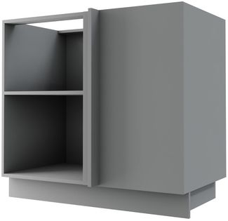 Feldmann-Wohnen Eckschrank Kvantum (1-türig, innen 1 Einlegeboden, Türanschlag wechselbar, Soft-Close, 1-St, Fronten mit dekorativen Fräsungen und leicht abgerundeten Ecken) 90x50x82cm grau - dust grey matt (Q-D13U)