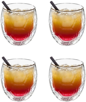 4x Cocktailglas Trinkglas Fußball 350ml Thermoglas Doppelwandig Schwebeefekt