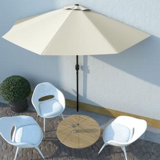 Balkon-Sonnenschirm mit Alu-Mast Sandfarben 300×150 cm Halbrund