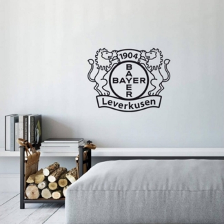 Bayer 04 Leverkusen Wandtattoo Fußball Wandtattoo Bayer 04 Leverkusen Fan Logo Schwarz Löwe Bundesliga, Wandbild selbstklebend, entfernbar