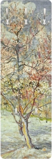 Bilderdepot24 Garderobenpaneel grün Bäume Wald Natur Landhaus Vincent van Gogh Blühende Pfirsichbäume (ausgefallenes Flur Wandpaneel mit Garderobenhaken Kleiderhaken hängend), moderne Wandgarderobe - Flurgarderobe im schmalen Hakenpaneel Design