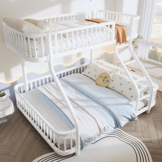 Merax Etagenbett 90x200cm+140x200cm (Jugendbett Doppelbett, 1-St), Metallbett Stockbett Kinderbett mit Schutzgitter, Leiter & Lattenrost