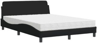 vidaXL Bett mit Matratze "Dover" Schwarz 140x200 cm Stoff 3208406