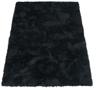 KADIMA DESIGN Teppich waschbar Unifarben Schlafzimmer Hochflor Teppich Shaggy, Rechteckig, Höhe: 37 mm, Florhöhe: 33 mm, 100% Polyester, Rechteckig, 60x100 cm, Schwarz