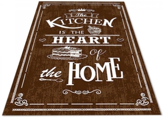 Jungengel Textilien Teppich Jungengel Textilien Waschbarer Teppich Kitchen Heart Braun Weiß