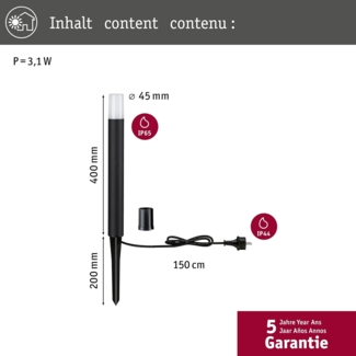 Paulmann No. 94385 House Pollerleuchte Flarea 40cm IP65 3W 3000K Aluminium 230V
