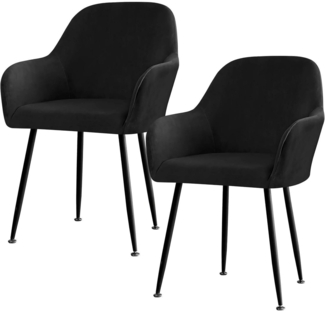 Stretch Stuhlbezug Stuhlhussen 2er Set Schwarz Esszimmer Wohnzimmer Partys