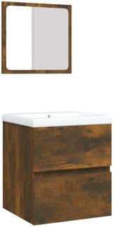 vidaXL Waschbeckenunterschrank mit Waschbecken Spiegel Räuchereiche 3114176