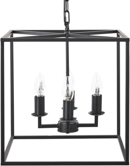 'Wanchet' Hängeleuchte Schwarz aus Eisen 4-flammig auf Kette für Esszimmer Wohnzimmer Salon Industrie Look Modernes Design