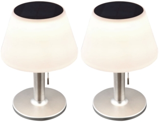 2er Set LED Solar Tischleuchte, Metall, weiß, Höhe 28 cm
