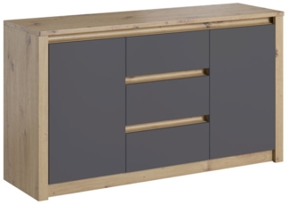 Kommode Malta Sideboard Anrichte 140cm grifflos artisan eiche grau