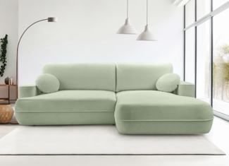 AX LIVING Ecksofa mit Schlaffunktion Peoni 267 cm salbeigrüner Stil R