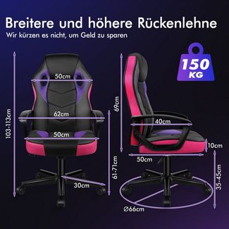 ALFORDSON Bürostuhl Racing Schreibtischstuhl, Drehbarer PC-Gaming-Stuhl (1 St), Ergonomischer, höhenverstellbarer und gepolsterter Polsterstuhl
