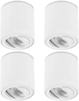 Sweet LED LED Aufbaustrahler 4er Set GU10 Alu Deckenspots 7 W weiß 80x84mm 230 V, schwenkbar, LED wechselbar, Warmweiß, 3000K, LED Deckenlampe, Deckenspot, Deckenstrahler, Strahler