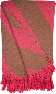 Decke Überwurf diagonale Streifen 100% Baumwolle 130x170 cm Skandinavisch Pink/Grün