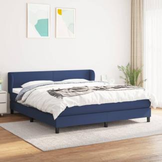 Boxspringbett mit Matratze Blau 160x200 cm Stoff (Farbe: Blau)