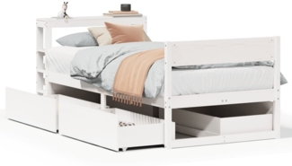 vidaXL Massivholzbett ohne Matratze Weiß 75x190 cm Kiefernholz 3306406