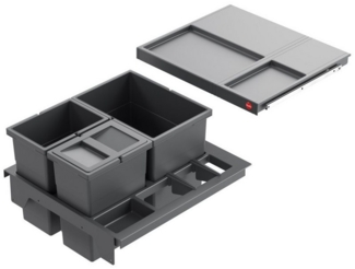 HAILO SEPARATO K 500 18/8/8/D Abfallsorter 3620521 dunkelgrau mit 34 Liter Abfallvolumen für 50 cm Schrankbreite