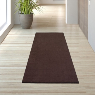 TeppichHome24 Teppich Moderner Hochflor Teppich Weich Wohnzimmer Schlafzimmer in Braun, rund