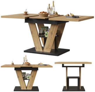 OKWISH Esstisch Moderne Esstisch Teleskoptisch (Stabile MDF-Tischplatte, für Küche & Wohnzimmer, 1-St, 110-140 x 80 x 75 cm), Holzmaserung