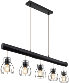 Hängeleuchte Hängelampe Wohnzimmer Metall Holz schwarz 5 Flammig 15326-5NB