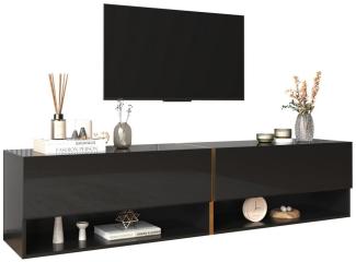 HAUSS SPLOE Lowboard Hochglänzender TV-Schrank mit Türen, wandmontiert/freistehend schwarz (Hochglänzender TV-Schrank, 1 St, mit 2 Türen, kombinierter Stauraum), Hochglänzender TV-Schrank, wandmontiert/freistehend