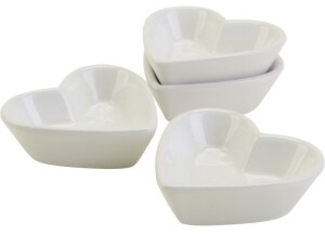 Porzellanschale Herz weiß, 12 Stück