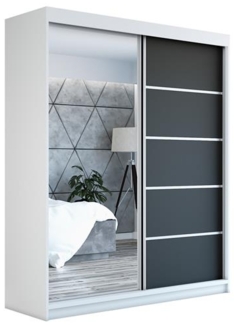 Schwebetrenschrank PIK 2-trig Schrank 180 cm (mit Spiegel) Farbe: Wei , schwarz