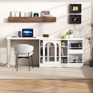 Bartisch 121,5x40x76,7 cm ausziehbar – moderner Küchentisch mit Stauraum und Glas-Schranktür