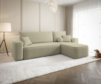 Ecksofa Schlafsofa Sofa AGEPO Stoff Quelle Latte Ottomane Rechts