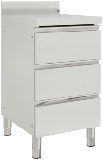 DELUKE® Edelstahl Arbeitsschrank mit Aufkantung GERI, 3x Schubladen, Edelstahl Gastro-Arbeitstisch Arbeitsfläche Gastro-Küchenschrank
