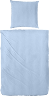 Primera Soft-Seersucker Bettwäsche 155x220 uni einfarbig blau 213050-03