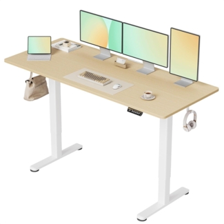 Elektrisch höhenverstellbarer Schreibtisch 160x60 cm Standing Desk Weiß/Beige
