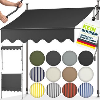 tillvex Klemmmarkise 200 cm Beige mit LED mit Handkurbel Balkon | Balkonmarkise ohne Bohren | Markise UV-beständig & höhenverstellbar | Sonnenschutz wasserdicht
