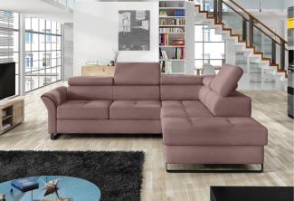 Stylefy Aventine Ecksofa Strukturstoff Rosa Rechts