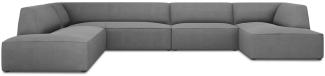 Micadoni 7-Sitzer Panorama Ecke links Sofa Ruby | Bezug Grey | Beinfarbe Black Plastic